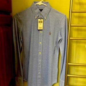 New stretch linen Ralph Lauren button-down collar shirt.